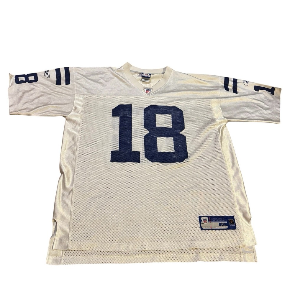 Reebok On Field Indianapolis‎ Colts Peyton Manning Jersey White Blue Mens XL Y2K